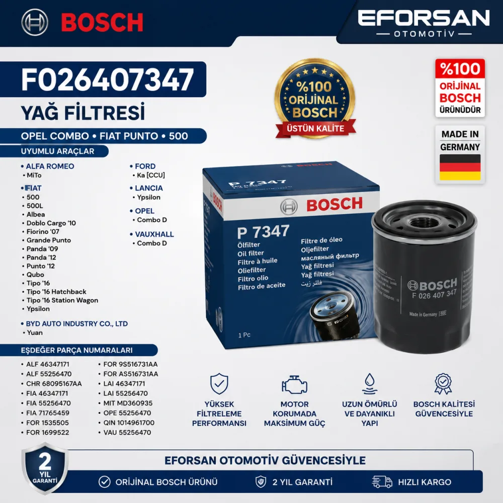 Yağ Filtresi Opel Fiat Uyumlu F026407347
