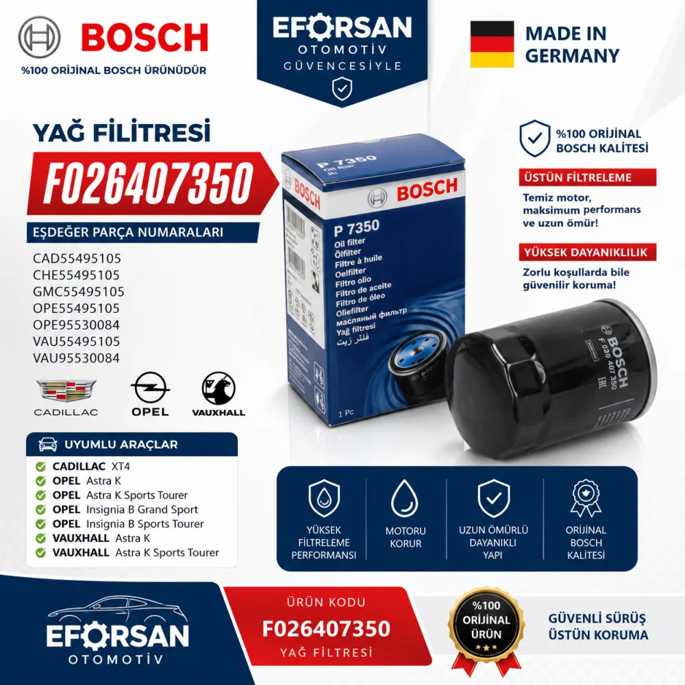 Yağ Filtresi Opel Uyumlu F026407350