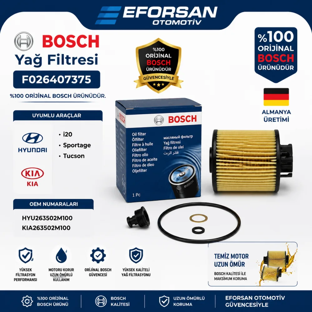 Yağ Filtresi Hyundai Kia Uyumlu F026407375