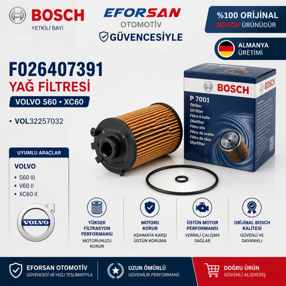 Yağ Filtresi Volvo Uyumlu F026407391